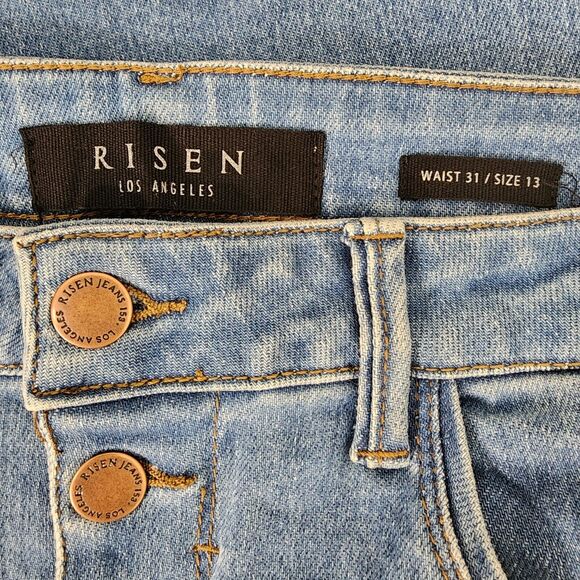 Risen Womens Jeans 31/13 Button Fly High Rise Wide Leg Ankle Medium Wash RDP1242 - Picture 8 of 10
